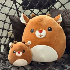 Squishmallows Rudolph the reindeer bundle 12" + 5" NWT